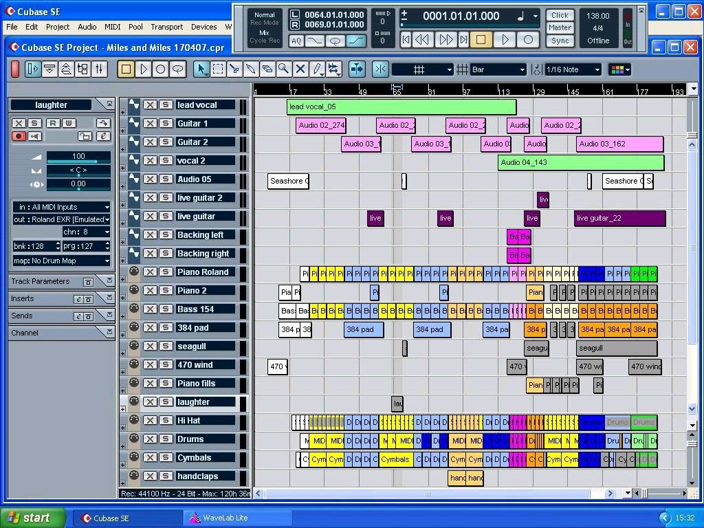 This is the "Cubase track layout of ...miles and miles... 5 minute version. Use 'Save as...' for full-size image
